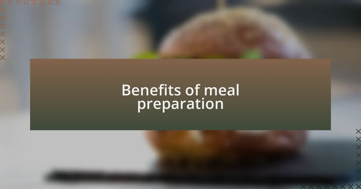 Benefits of meal preparation