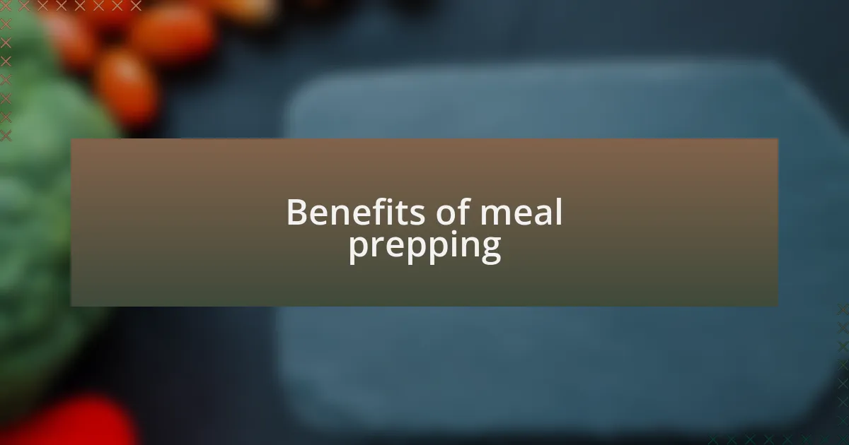 Benefits of meal prepping