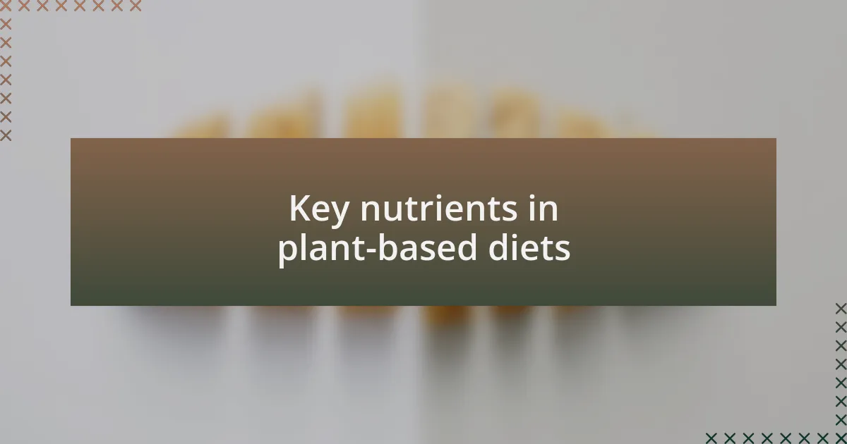 Key nutrients in plant-based diets