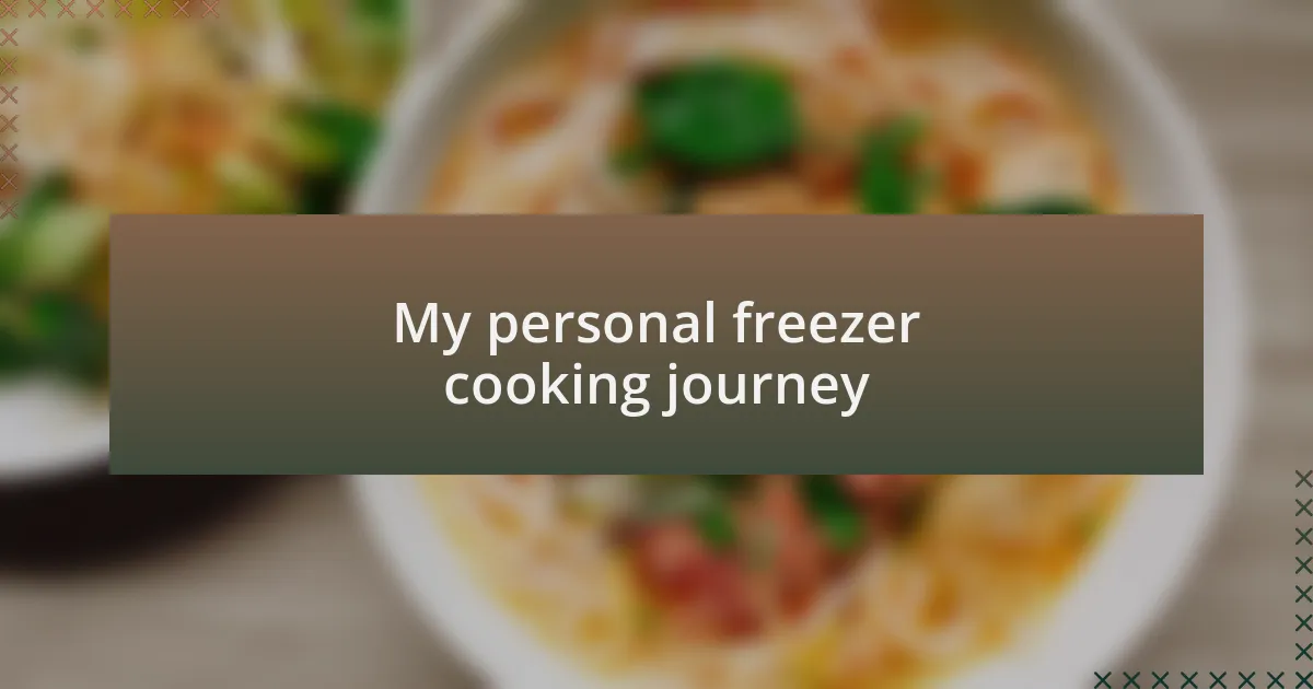 My personal freezer cooking journey