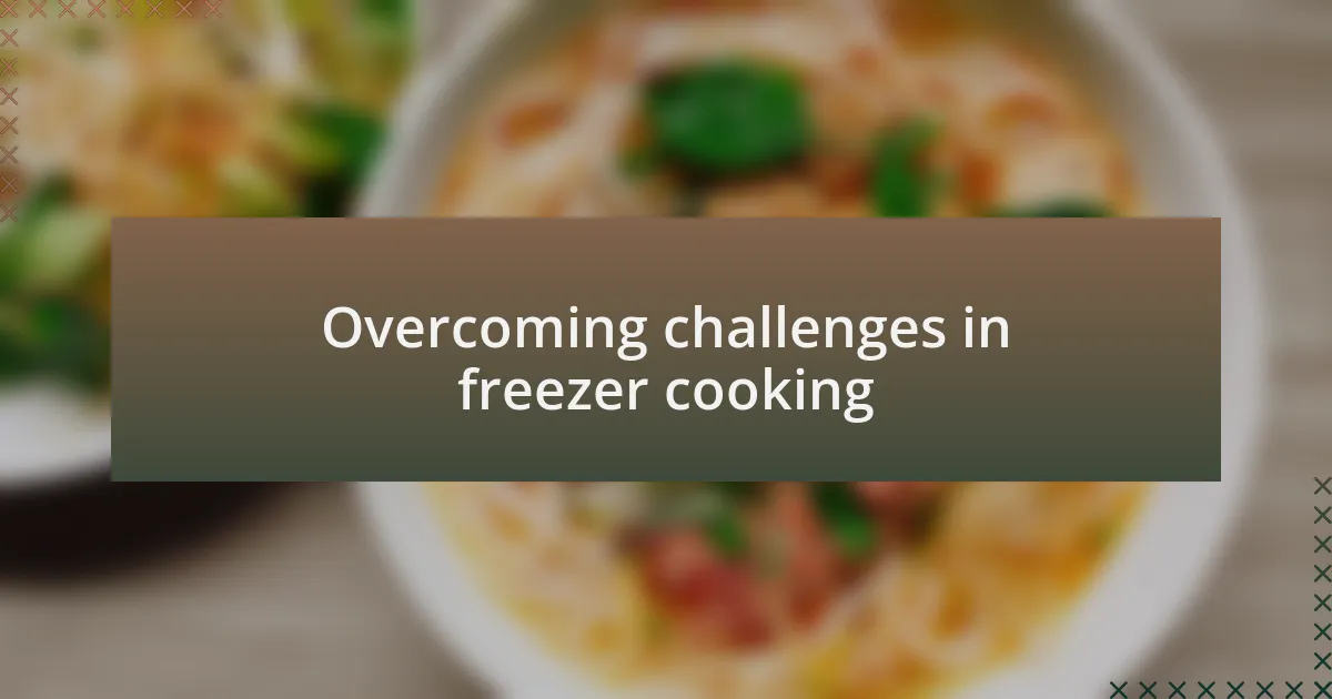 Overcoming challenges in freezer cooking
