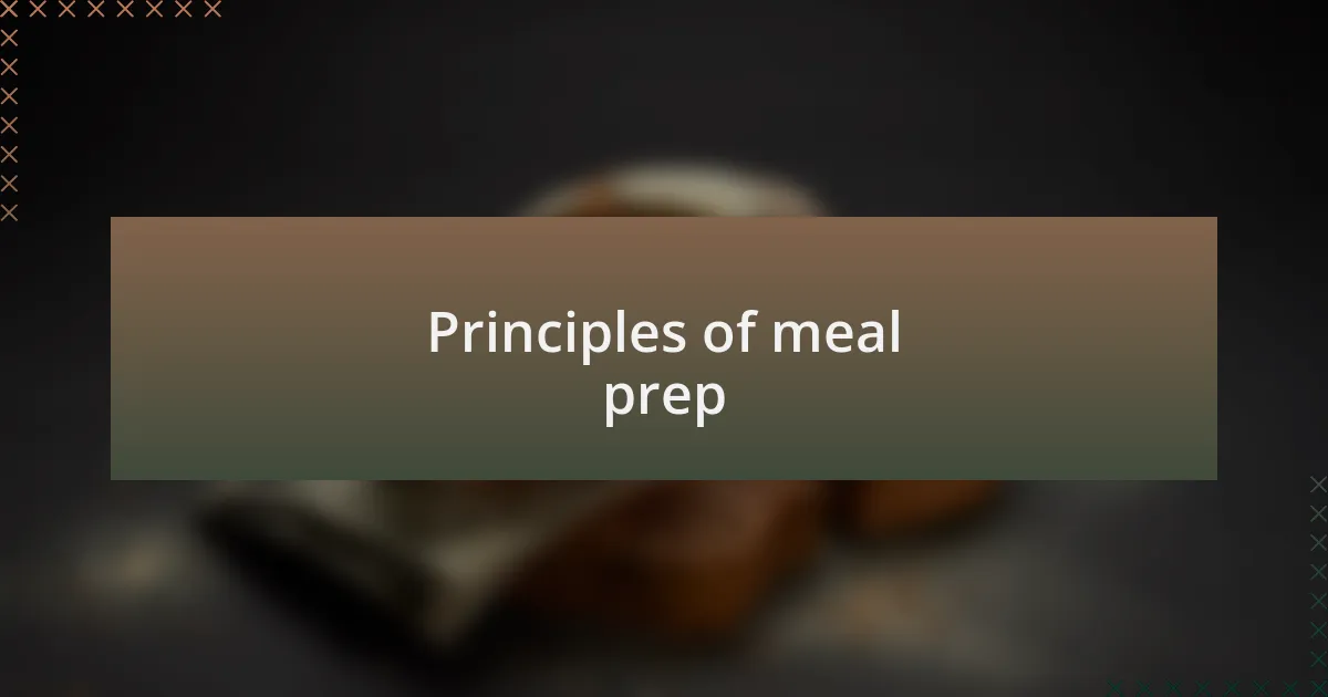 Principles of meal prep