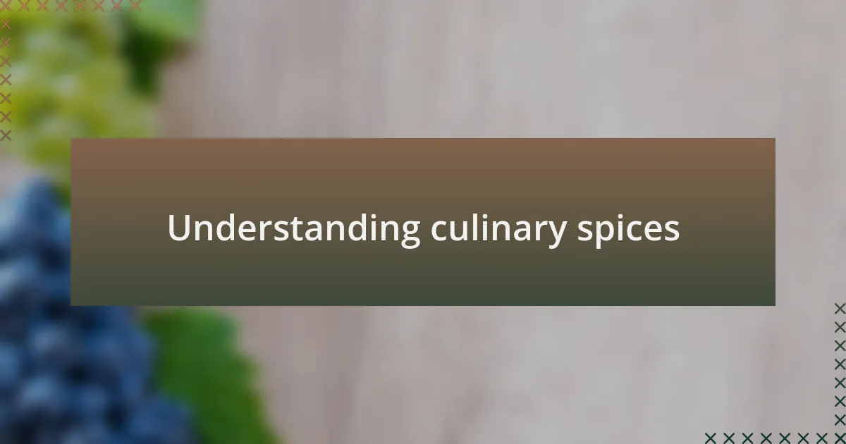 Understanding culinary spices