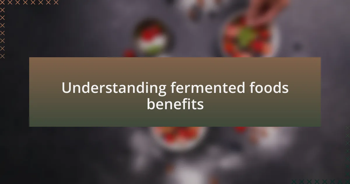 Understanding fermented foods benefits
