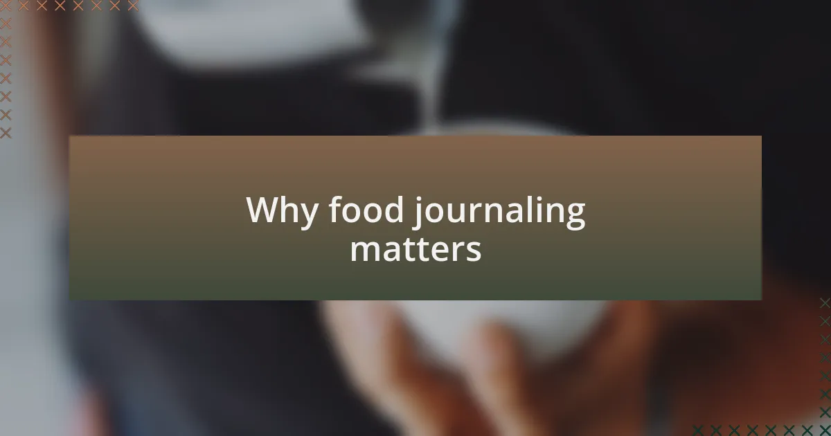 Why food journaling matters
